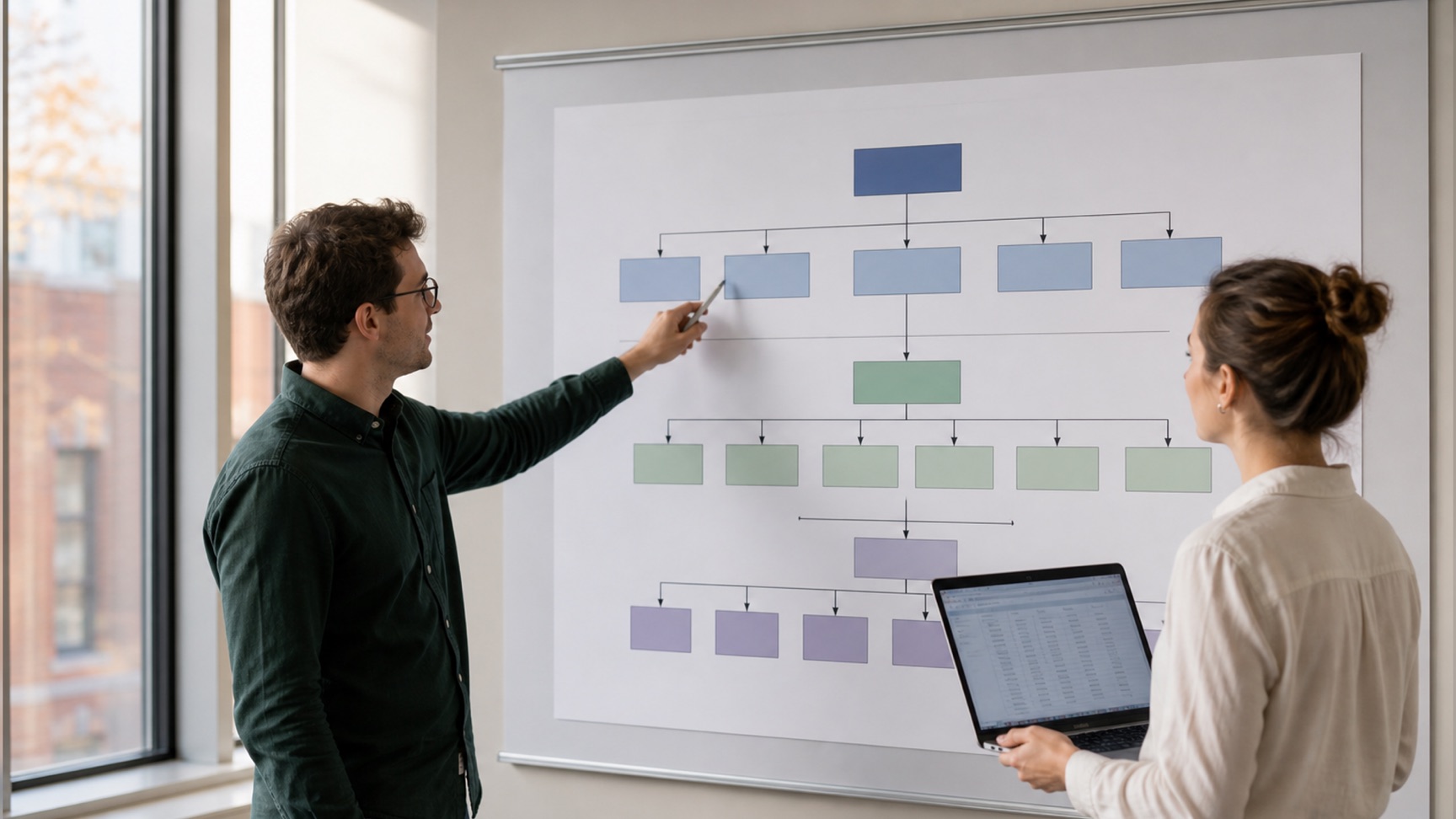 A selection flow reviewed at full size — the counts in every box have to reconcile before any of the styling matters.