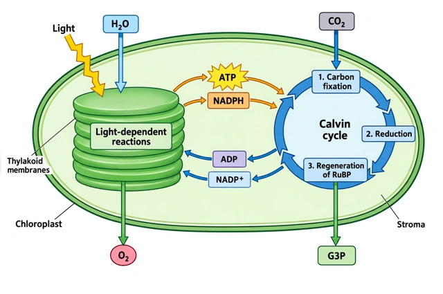 Light reactions vs Calvin cycle