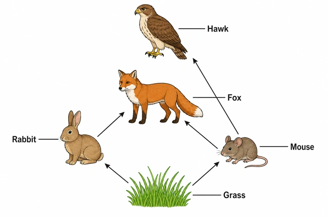 Simple five-organism web