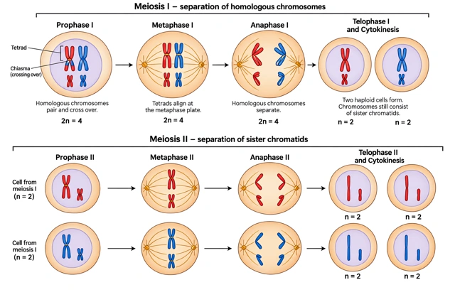 Meiosis I vs II