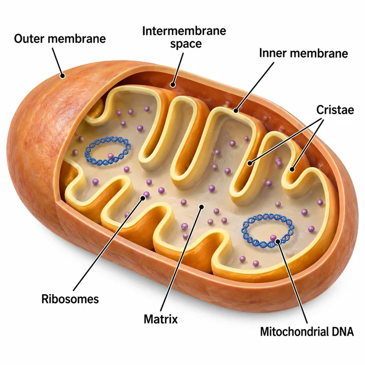 A mitochondrion as a 3D render